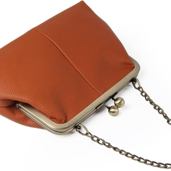 Women Classical Kiss Lock Clutch with Chain Strap Shoulder Bag Purse Wallet - Picture 6 of 6